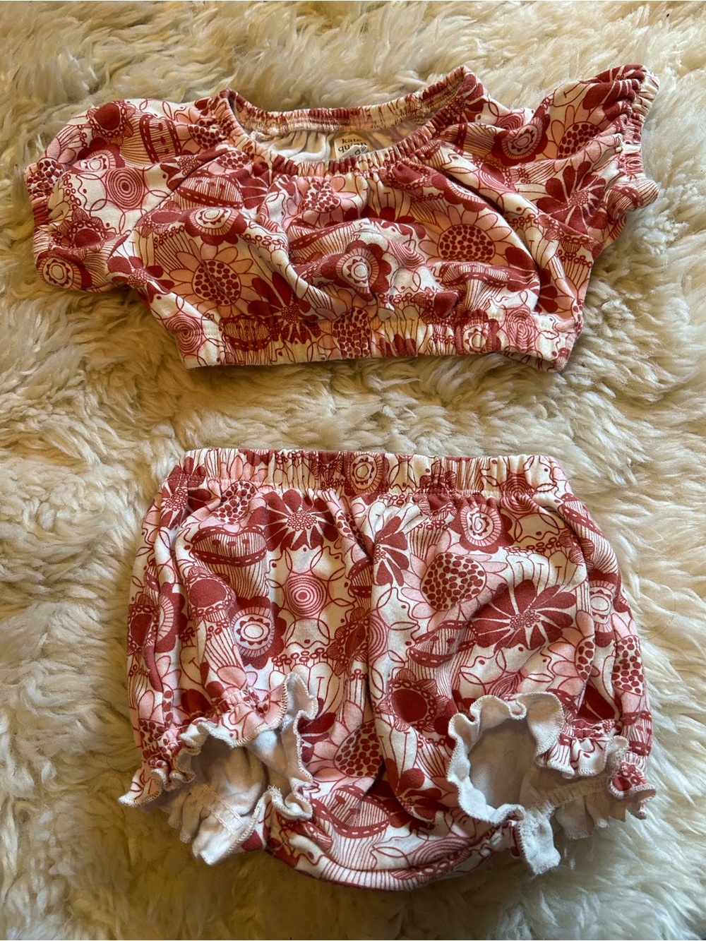 Girls Floral Crop Top & Bloomers Set - Pink 100% Organic Cotton